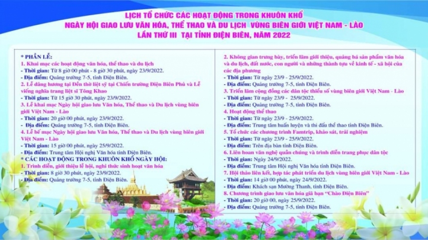 Ngày hội giao lưu văn hóa Việt – Lào sẽ diễn ra từ 23 - 25/9 tại Điện Biên