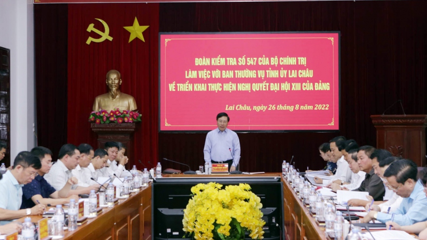 Đoàn kiểm tra của Bộ Chính trị làm việc với Ban Thường vụ tỉnh ủy Lai Châu
