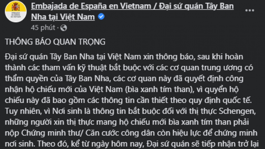 Tin vui cho tour du lịch châu Âu: Tây Ban Nha công nhận hộ chiếu mới của Việt Nam