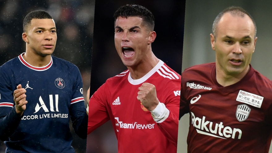 Top 10 cầu thủ thu nhập cao nhất thế giới năm 2022: Mbappe soán ngôi Ronaldo