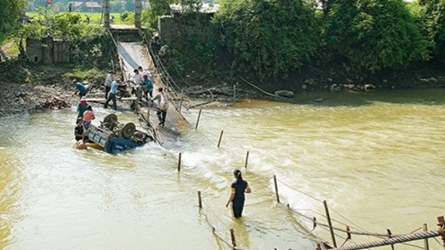 Sập cầu treo dân sinh tại huyện Phù Yên, Sơn La