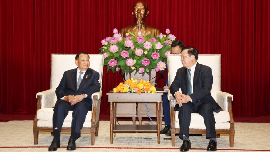 Bí thư Thành ủy Hà Nội tiếp đoàn đại biểu cấp cao Thượng viện Vương quốc Campuchia