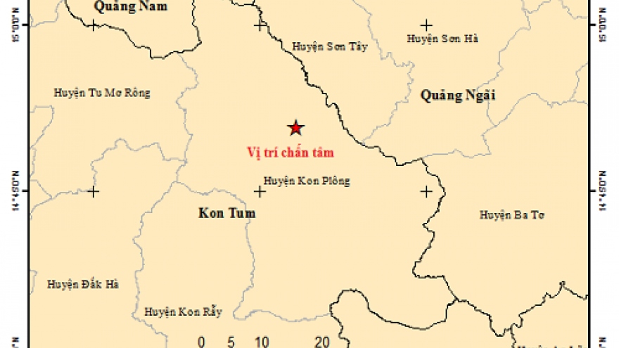 3 trận động đất xảy ra tại tỉnh Kon Tum