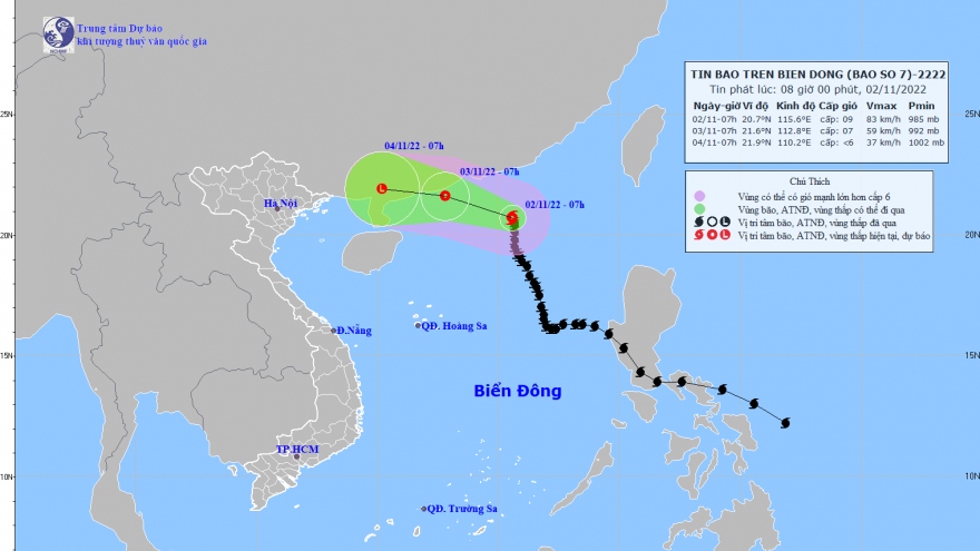 Bão số 7 suy yếu, ít khả năng ảnh hưởng đến đất liền Việt Nam
