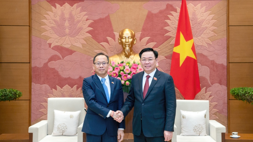 Chủ tịch Quốc hội Vương Đình Huệ tiếp Đại sứ Campuchia