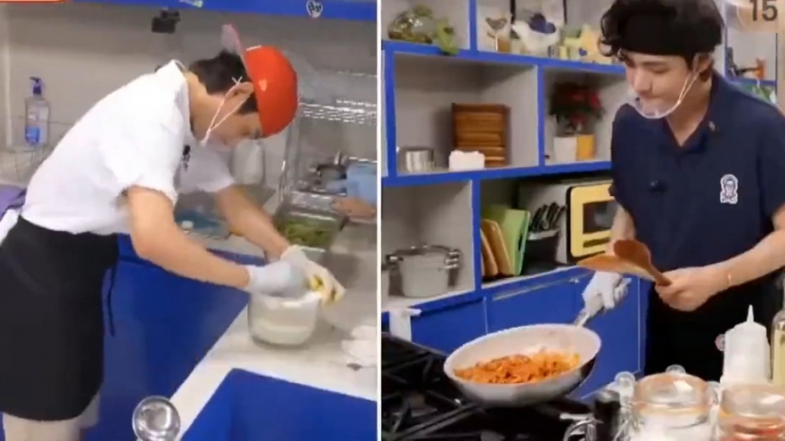 V (BTS) rửa bát, dọn nhà hàng trong show thực tế tại Mexico