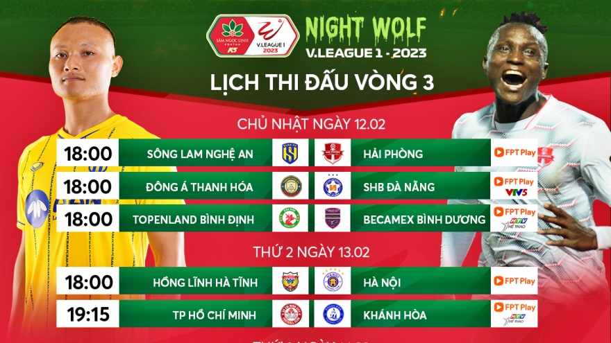 Vòng 3 V-League 2023: Nam Định so tài với HAGL, CAHN đấu Viettel FC