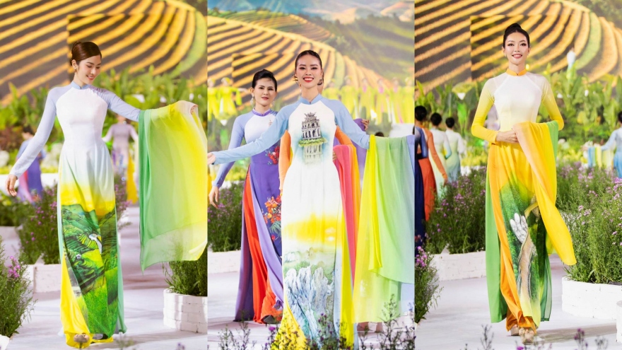 Nghệ nhân Trung Đinh đưa danh thắng Việt Nam lên áo dài lụa