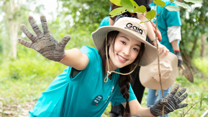 Hoa hậu Trái đất Mina Sue Choi trồng rừng tại Việt Nam