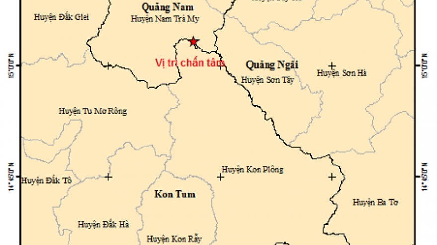 Xảy ra động đất tại Quảng Nam và Kon Tum