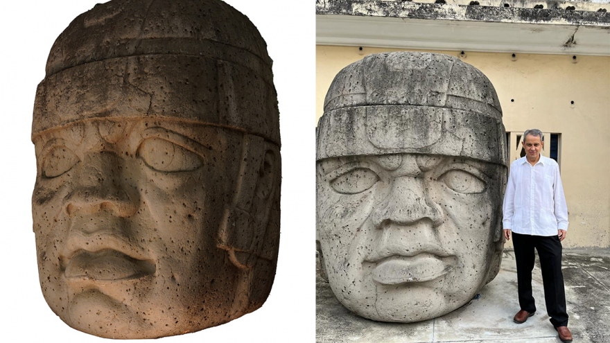 Bí ẩn bức tượng đầu người Olmec đồ sộ ở Việt Nam