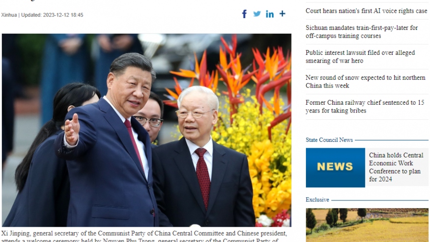 Truyền thông Trung Quốc đưa tin đậm nét về chuyến thăm Việt Nam của Chủ tịch Tập Cận Bình