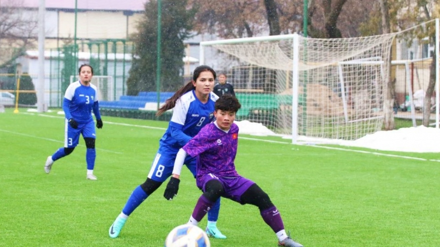 U20 nữ Việt Nam và U20 nữ Uzbekistan “cưa điểm” dưới cơn mưa tuyết