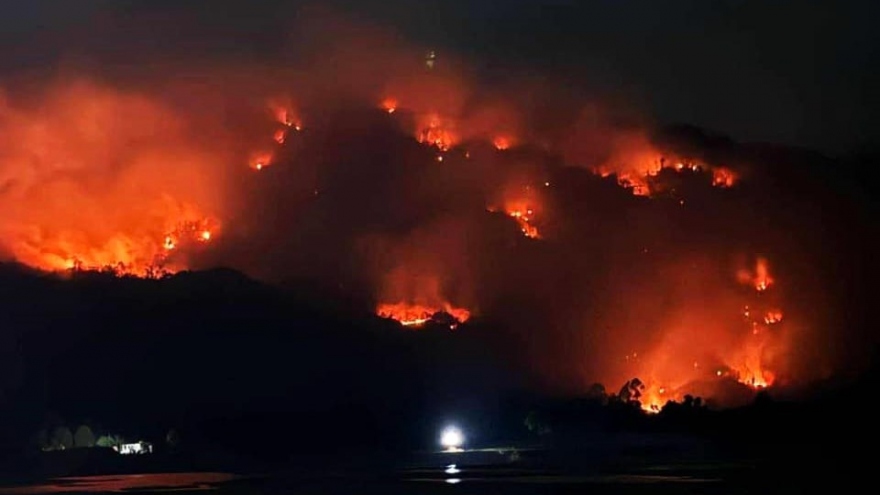 Bùng phát đám cháy rừng tại xã Núi Tô, huyện Tri Tôn
