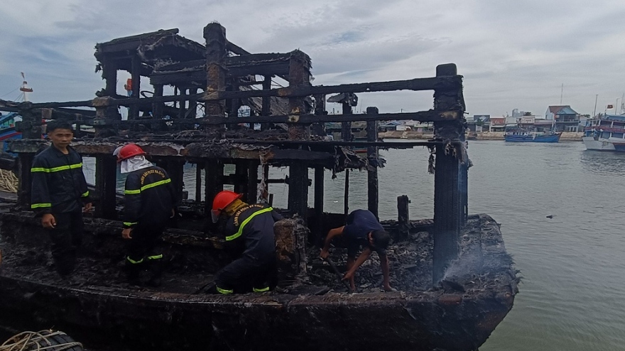 Vụ cháy tàu cá ở Ninh Thuận thiệt hại khoảng 1,3 tỷ đồng
