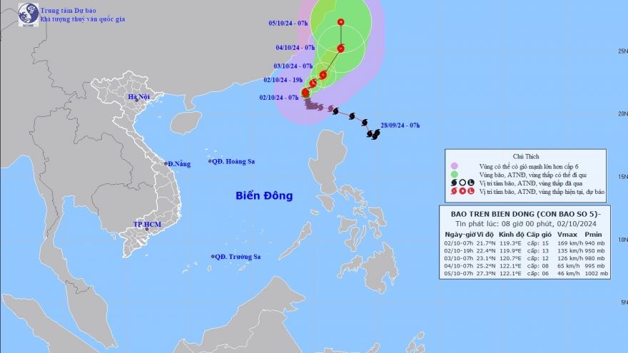 Bão số 5 không ảnh hưởng đến vùng ven biển và đất liền Việt Nam