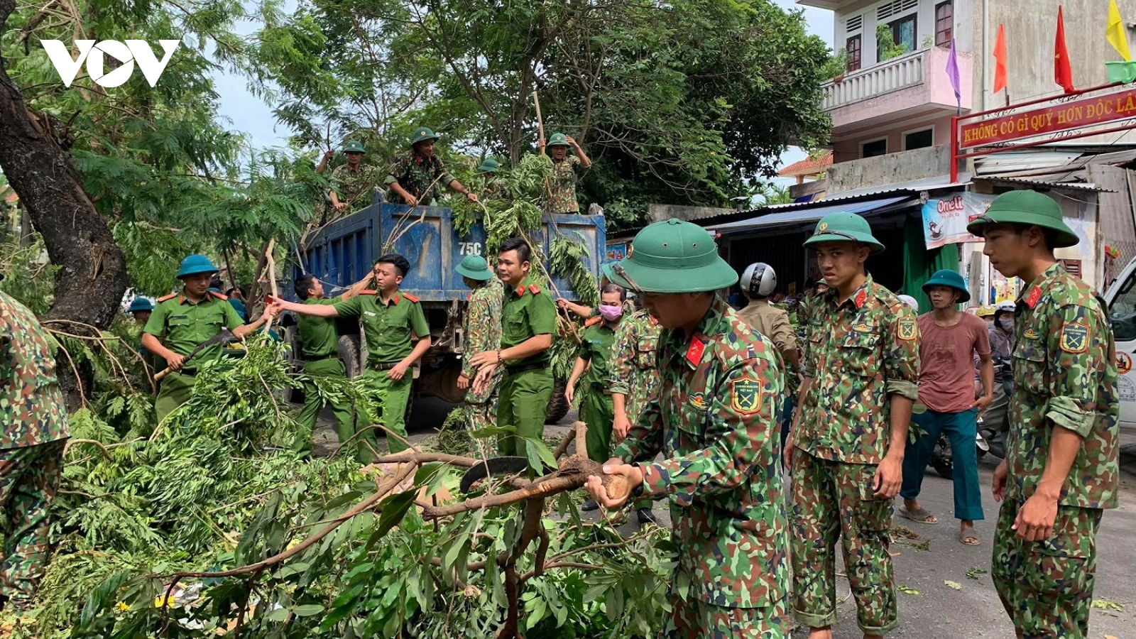 Dọn dẹp cây xanh gãy đổ  “giải cứu” đường phố Huế sau bão số 5