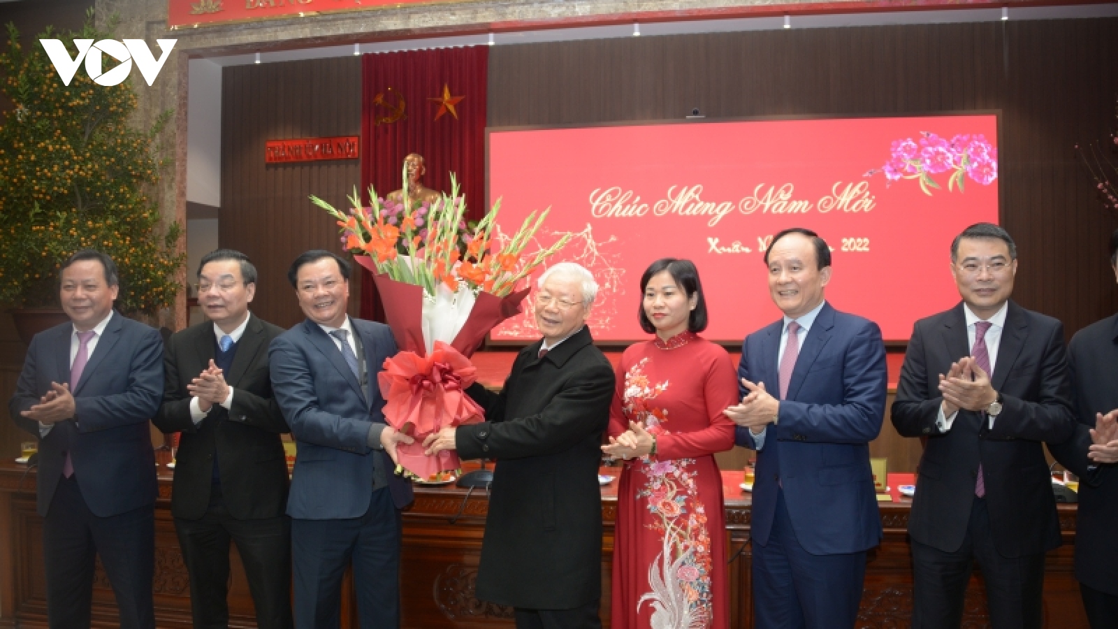 Tổng Bí thư Nguyễn Phú Trọng chúc Tết Đảng bộ, chính quyền và nhân dân Thủ đô Hà Nội