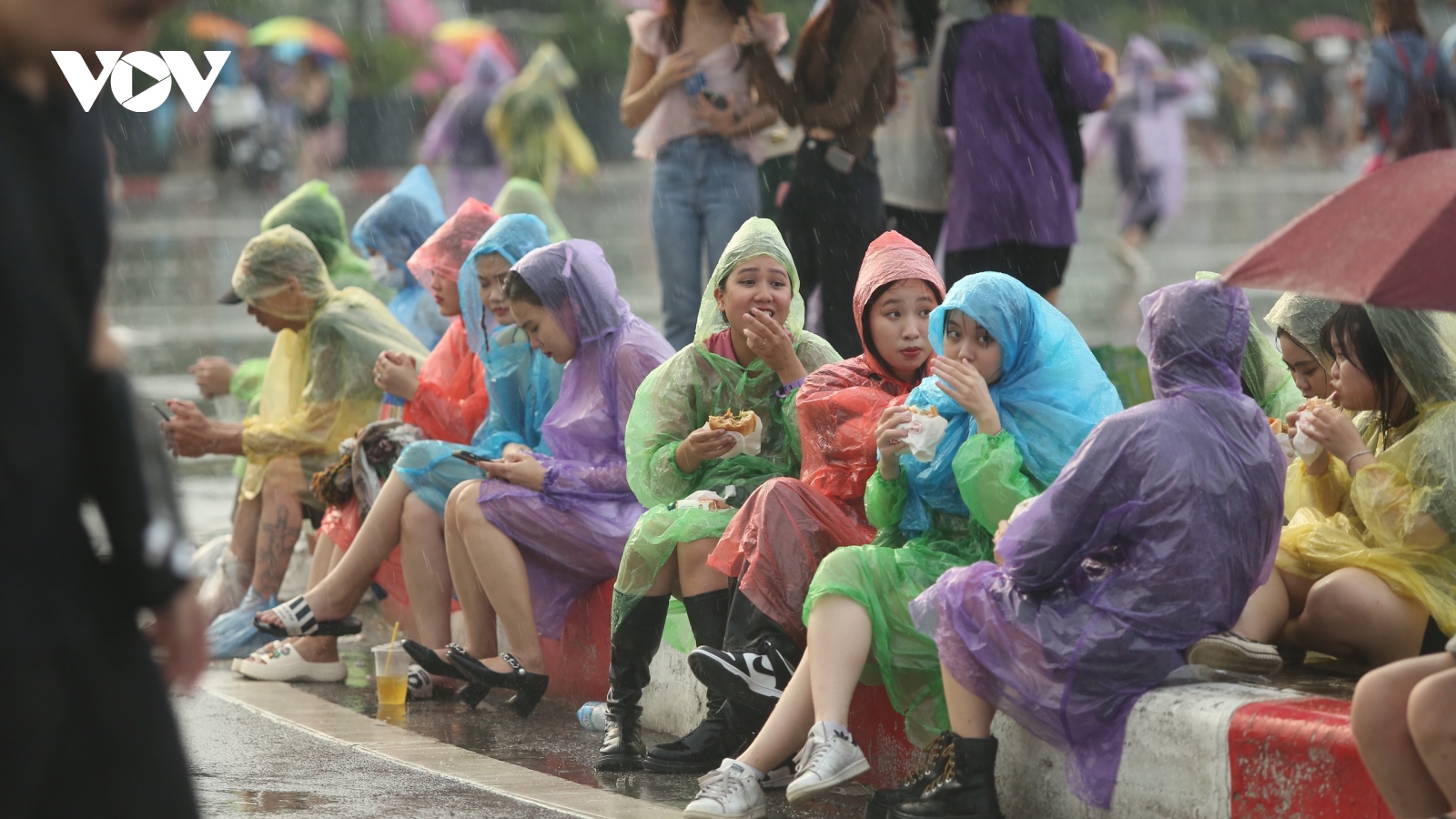 Hà Nội mưa lớn, người hâm mộ Blackpink chịu mua áo mưa giá cắt cổ