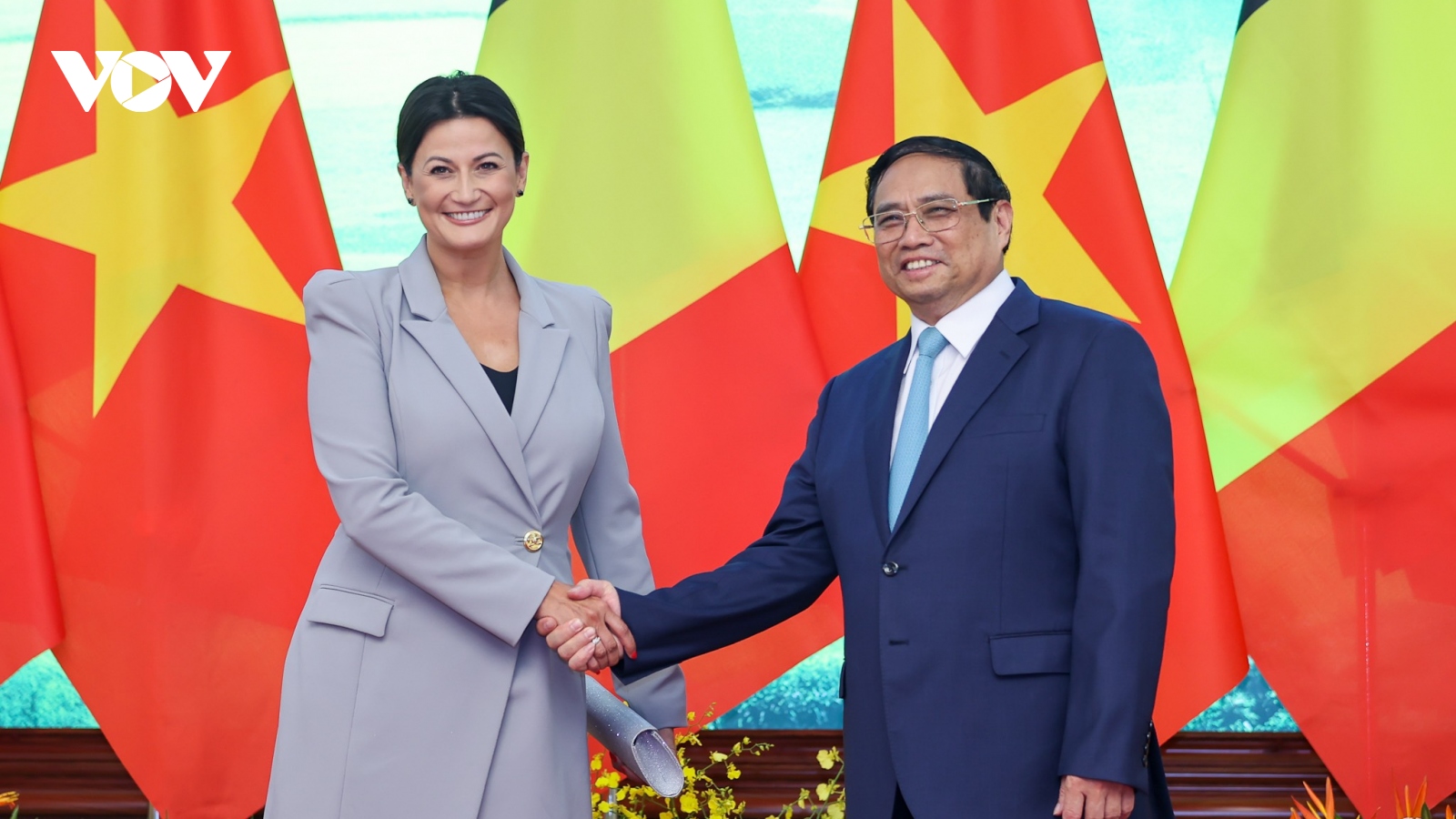 Thủ tướng Phạm Minh Chính tiếp Chủ tịch Thượng viện Bỉ