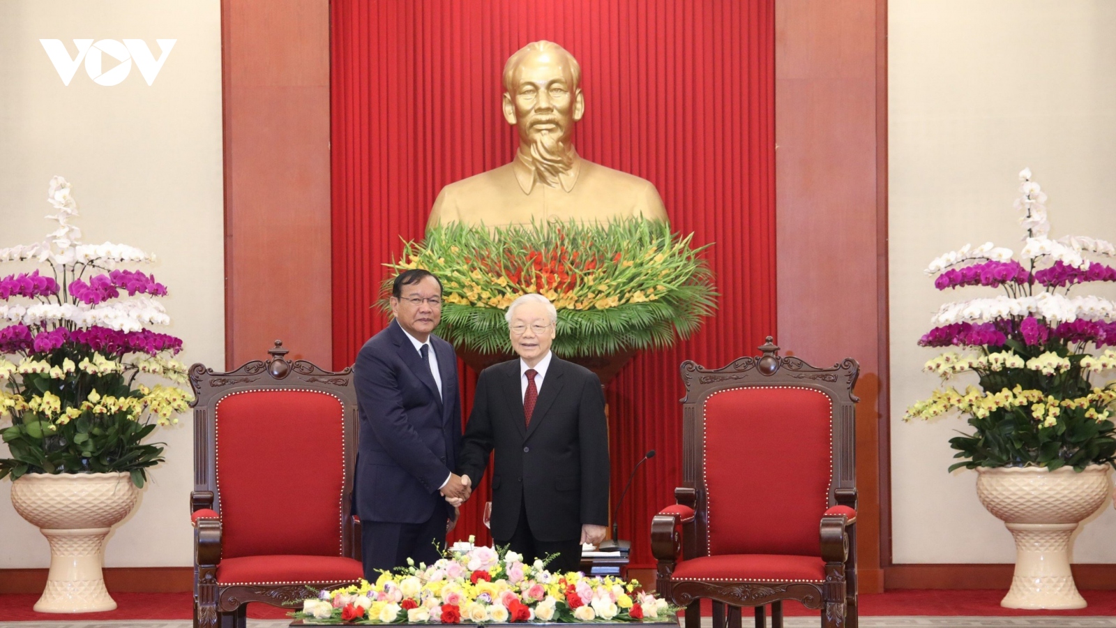 Tổng Bí thư tiếp Trưởng Ban Đối ngoại Trung ương Đảng Nhân dân Campuchia
