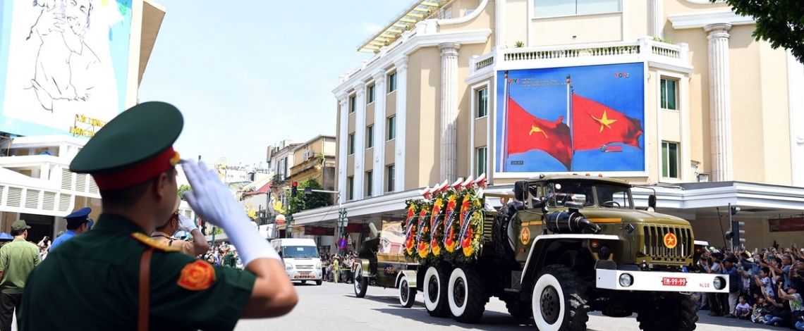 Lễ di quan Tổng Bí thư Nguyễn Phú Trọng từ Nhà tang lễ đến Nghĩa trang Mai Dịch