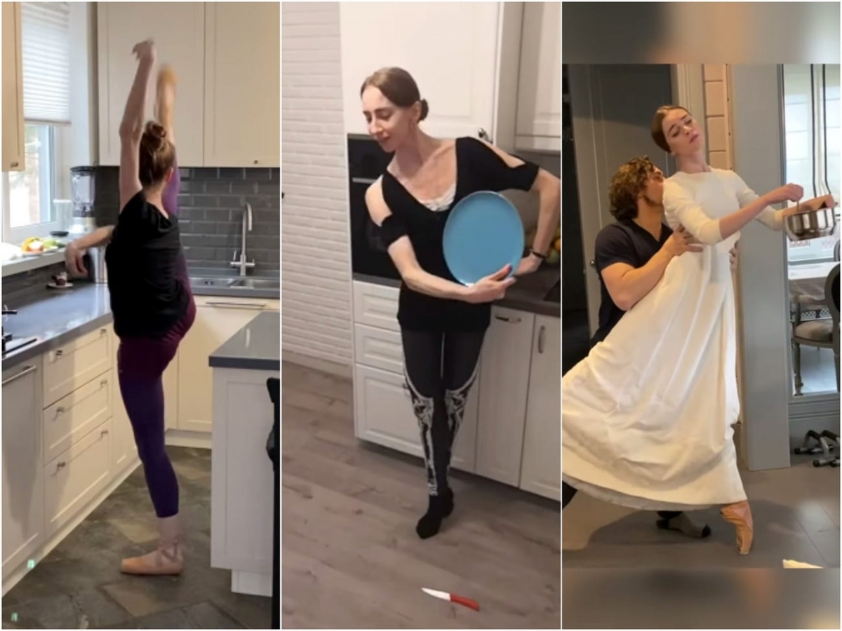 Clip vũ công người Nga biểu diễn ba-lê trong bếp vì Covid-19