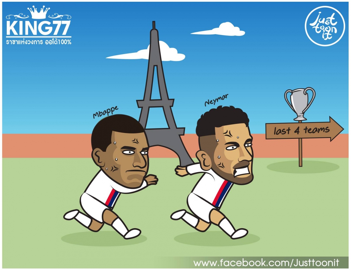 Biếm họa 24h: Neymar và Mbappe cõng PSG vào bán kết Champions League