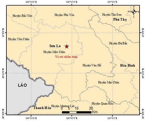 Thêm 4 trận động đất từ 2,5 đến 3,6 độ rích te tại Mộc Châu trong 3 ngày