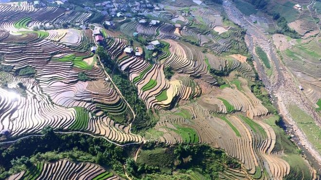 A view of the breath-taking scenery in the terraced fields in Sa Pa town. (Photo: Vtc.vn)