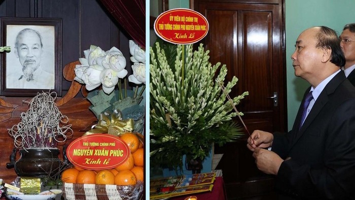 Thủ tướng Nguyễn Xuân Phúc dâng hương tưởng niệm Bác Hồ. (Ảnh: TTXVN)