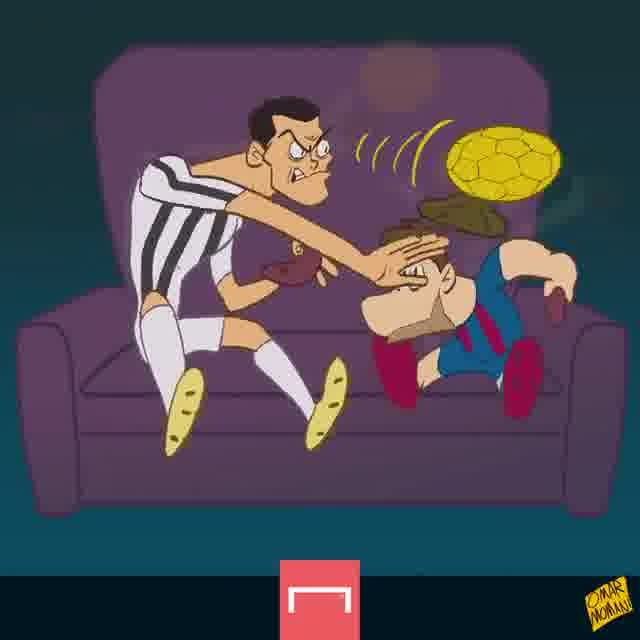 Biếm họa 24h: Ronaldo cầm Quả bóng Vàng ném Messi