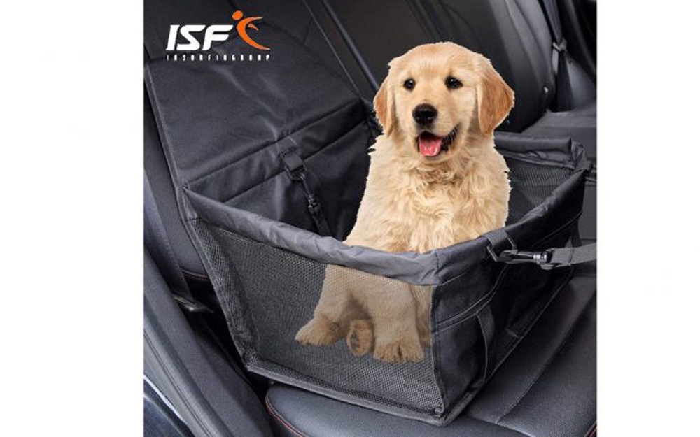 Mẫu ghế ISFC Pet Dog Booster Seat có khung bằng kim loại và hệ thống dây đai đảm bảo an toàn cho thú cưng trên xe.