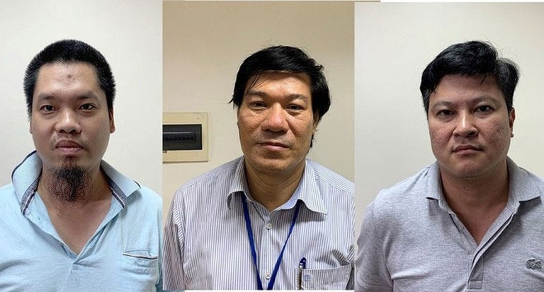 Cựu giám đốc CDC Hà Nội - Nguyễn Nhật Cảm (giữa) và đồng phạm.