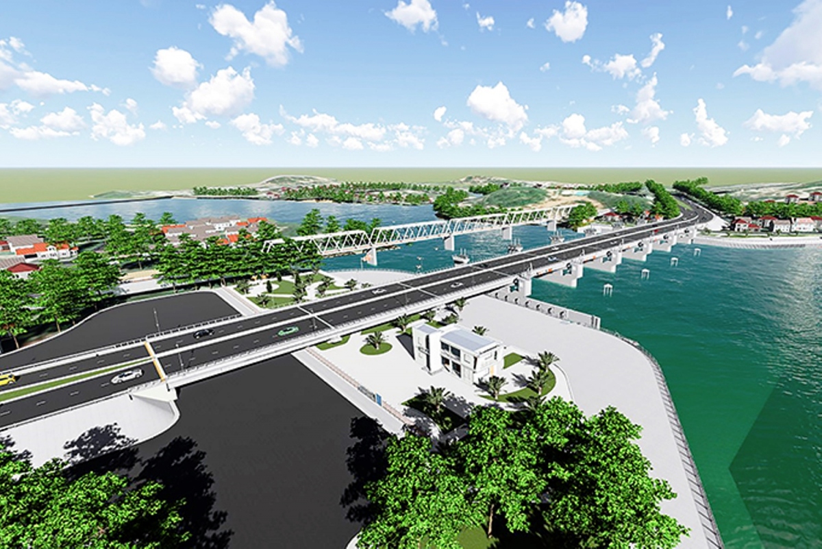 Phối cảnh dự án đập và cầu trên sông Cái Nha Trang.