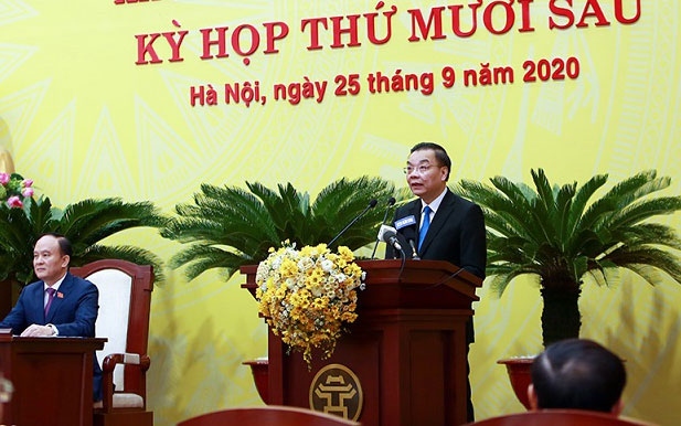 Ông Chu Ngọc Anh phát biểu nhận nhiệm vụ sau khi được bầu làm Chủ tịch UBND TP Hà Nội.