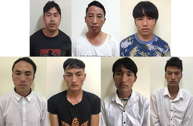7 đối tượng bị bắt giữ (ảnh: Công an Lào Cai)