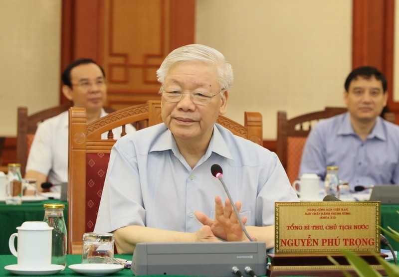 Tổng Bí thư, Chủ tịch nước Nguyễn Phú Trọng phát biểu tại buổi làm việc.