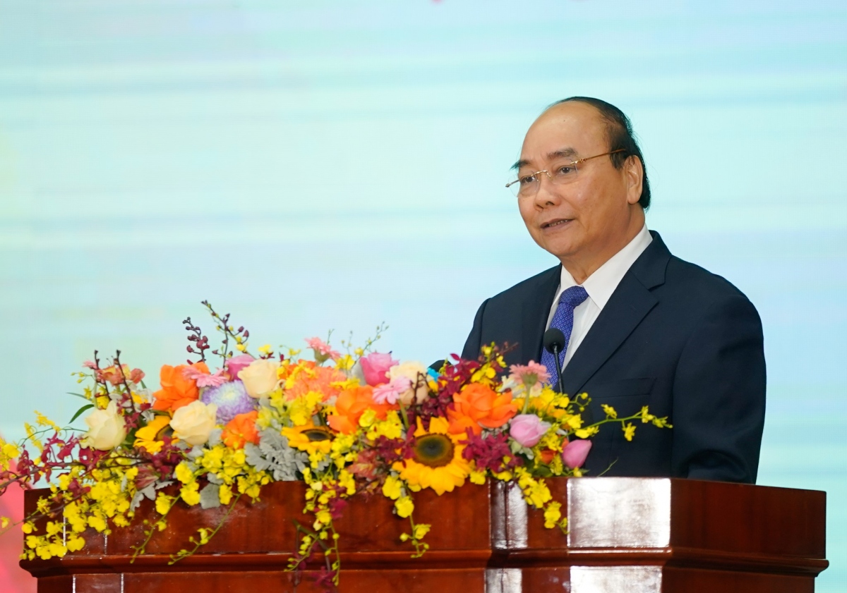 Thủ tướng Nguyễn Xuân Phúc phát biểu tại Đại hội. (Ảnh: VGP/Quang Hiếu)