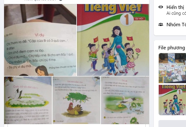 Sách Tiếng Việt lớp 1 trong bộ SGK mới bị phản ảnh có một số nội dung không phù hợp. (Ảnh chụp màn hình)