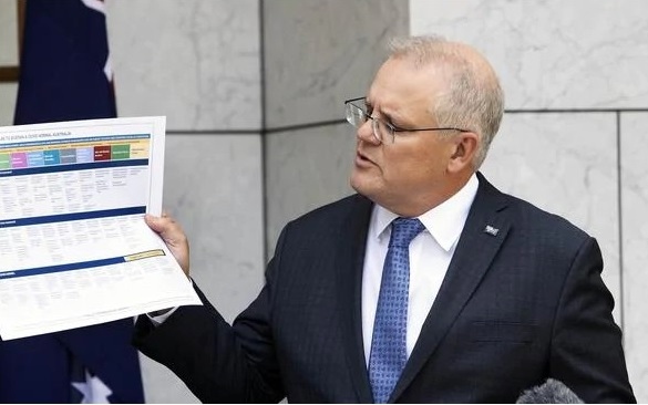 Thủ tướng Australia Scott Morrison công bố kế hoạch đưa nước này bước vào giai đoạn bình thường mới. Ảnh: Gary Ramage.