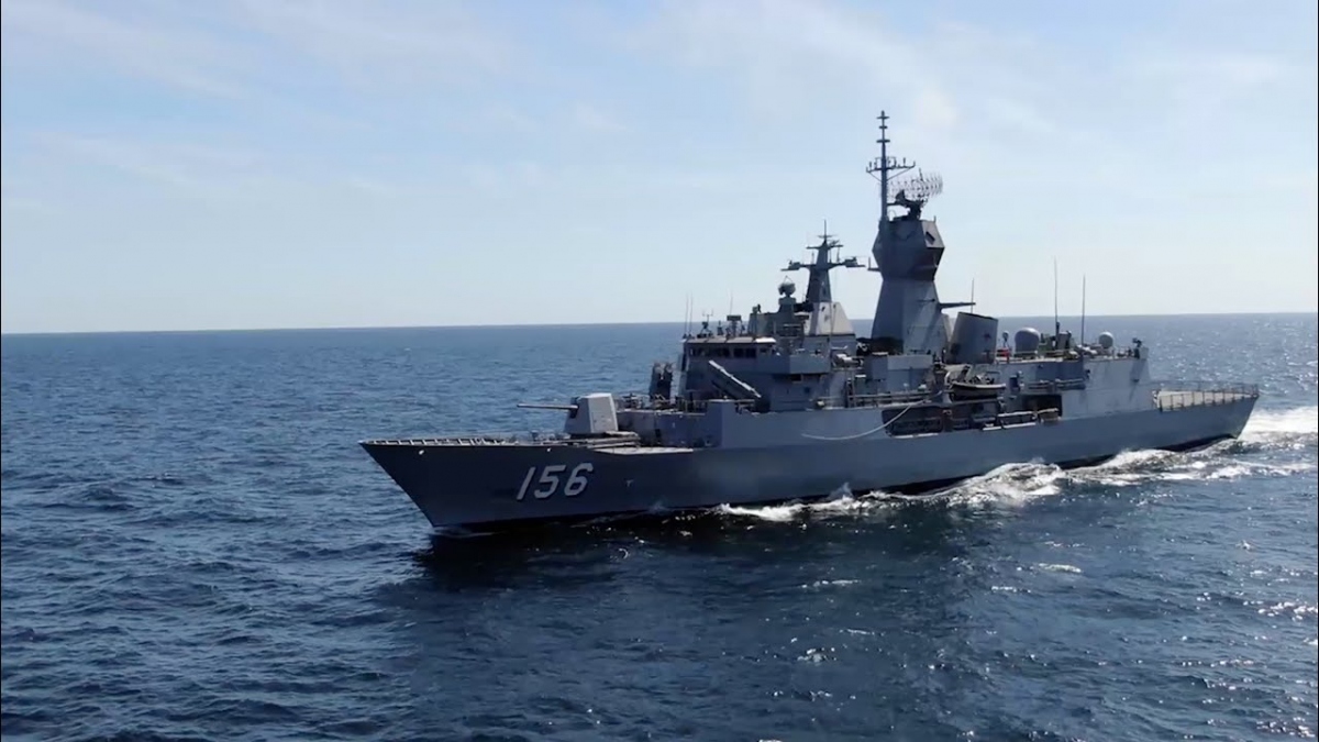 Tàu khu trục HMAS Toowoomba của Hải quân Australia trong một lần thực hiện nhiệm vụ tuần tra tại Trung Đông. Ảnh: Youtube
