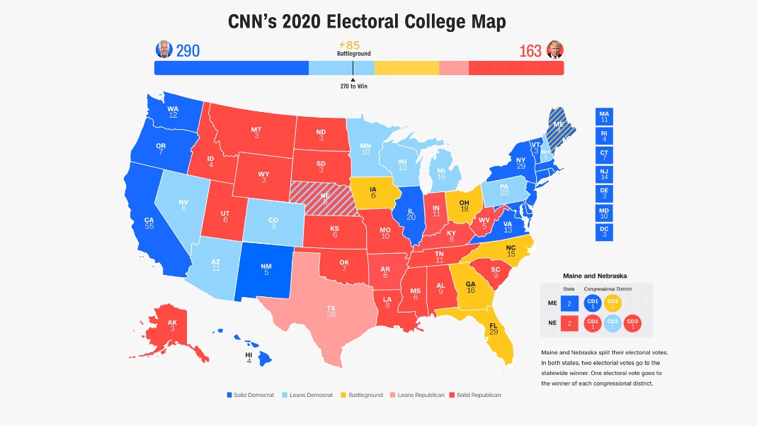 Bản đồ khảo sát đại cử tri của CNN