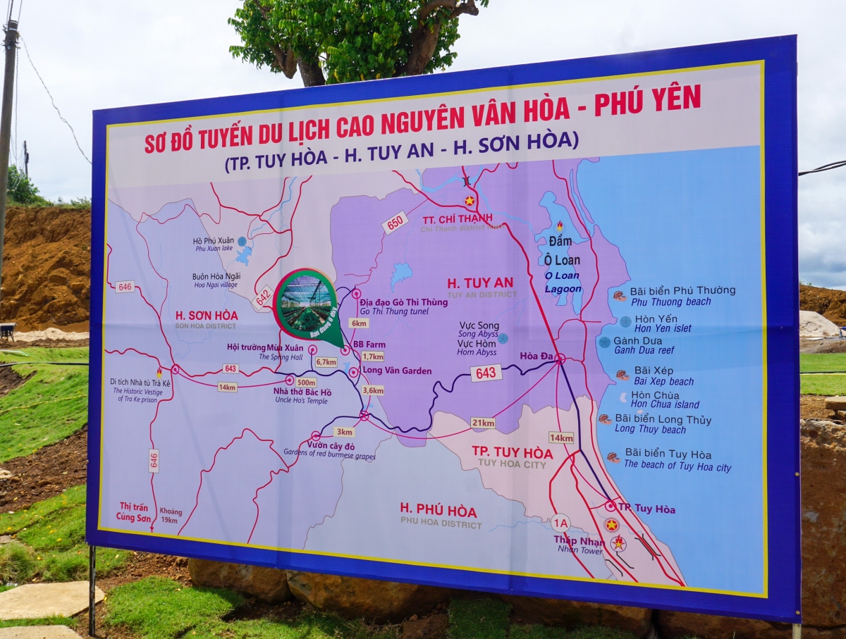 Sơ đồ tuyến du lịch Cao nguyên Vân Hòa. Ảnh: Sở VHTT&DL Phú Yên