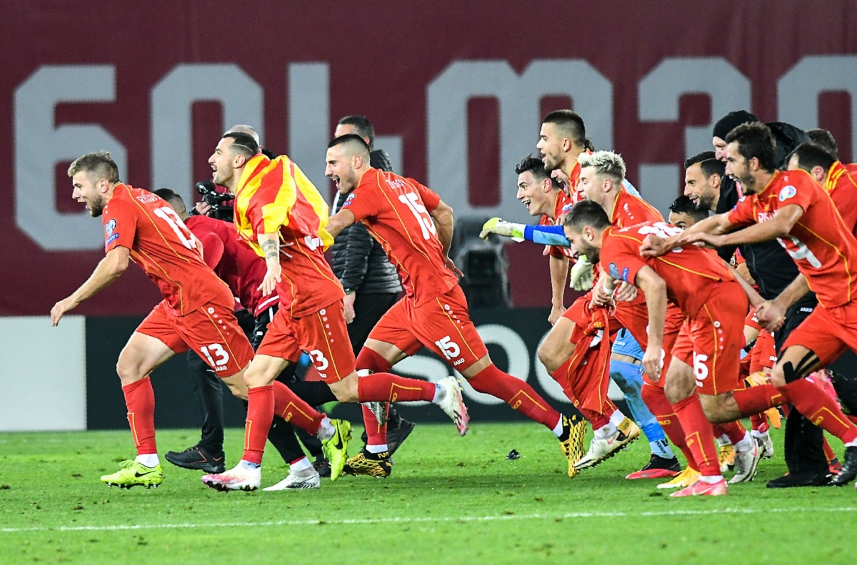 Bắc Macedonia lần đầu tiên giành quyền tham dự 1 giải đấu lớn như World Cup hay EURO. (Ảnh: UEFA).