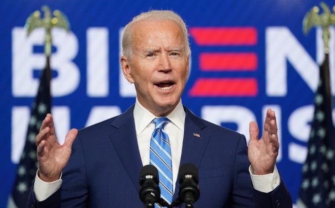 Cựu Phó tổng thống Joe Biden phát biểu tại Wilmington, Delaware ngày 4/11. Ảnh: REUTERS