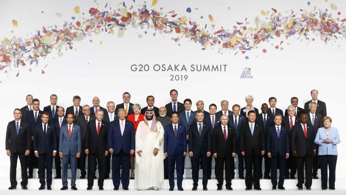 Thủ tướng Nguyễn Xuân Phúc chụp ảnh cùng lãnh đạo G20 tại Osaka , Nhật Bản năm 2019. Ảnh: TTXVN