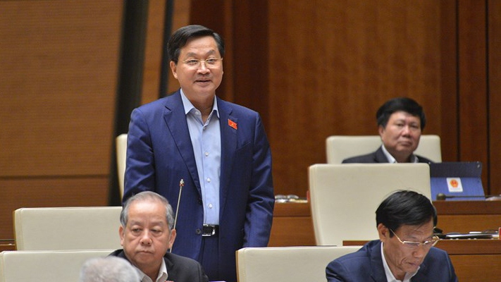 Tổng Thanh tra Chính phủ Lê Minh Khái trả lời chất vấn của Đại biểu Quốc hội. Ảnh: Quốc hội