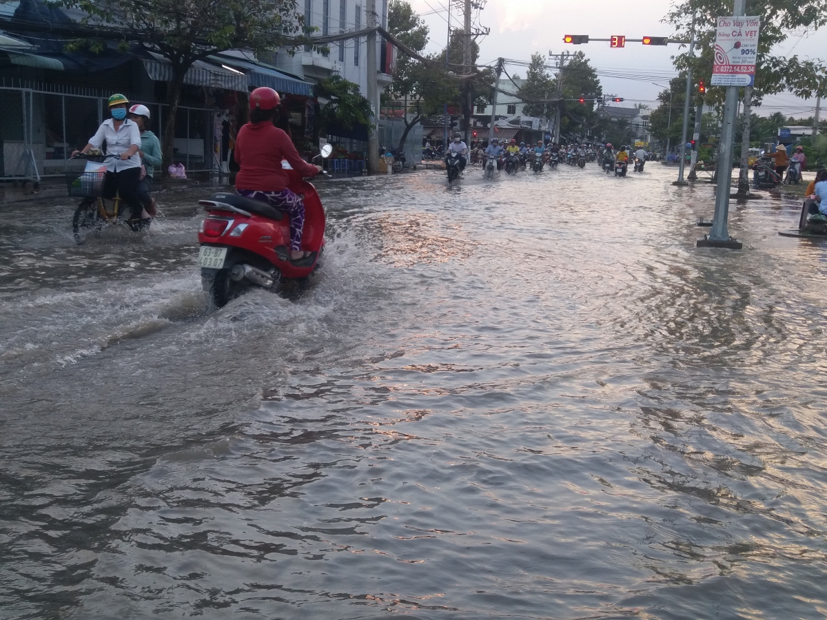 Triều cường gây ngập lụt trên diện rộng tại Tiền Giang và Bến Tre