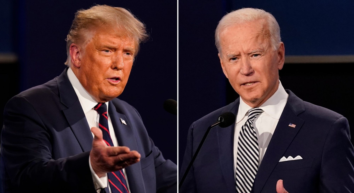 Tổng thống Mỹ Donald Trump (trái) và ông Joe Biden dù ai thắng cử vẫn phải duy trì những chính sách chung liên quan đến vấn đề Biển Đông. Ảnh: Reuters